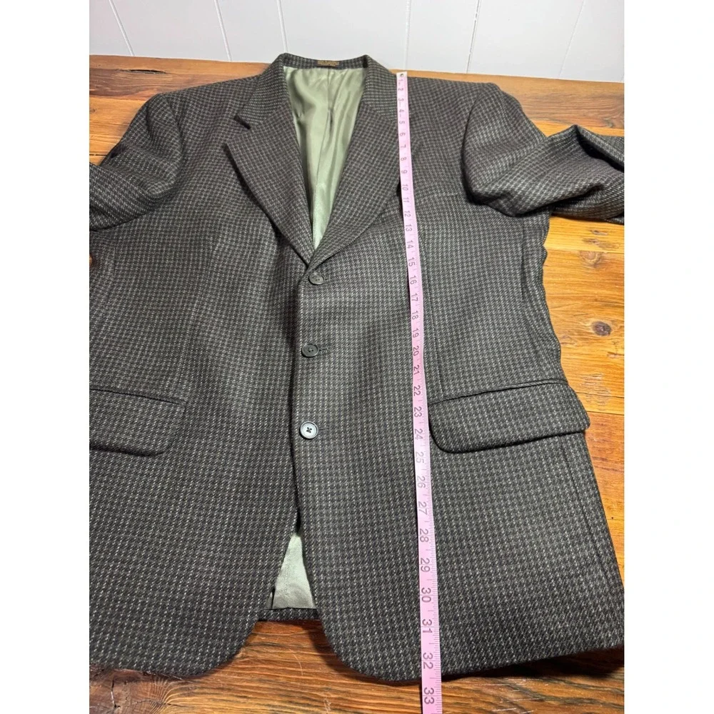 Vintage Oscar de‎ la Renta 100% Wool Blazer Men's 44R Large Brown Smooth Woven